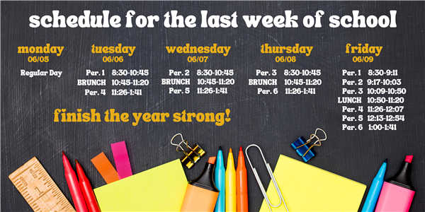  Finals Week Schedule 